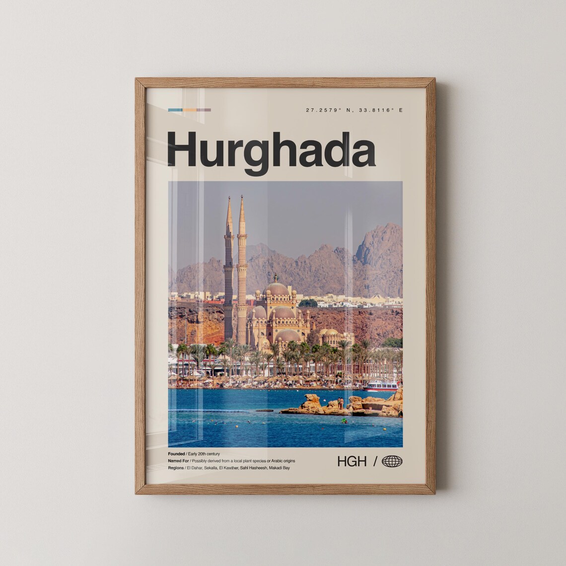 Hurghada Egypt Mosque Red Sea Coast Minimalist Country Poster