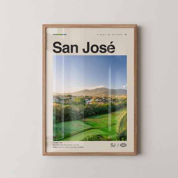 San Jose Costa Rica Valley City View Golf Course Sunset Travel Poster