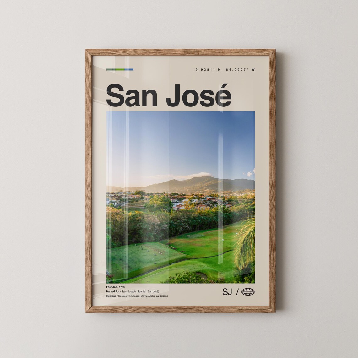 San Jose Costa Rica Valley City View Golf Course Sunset Travel Poster