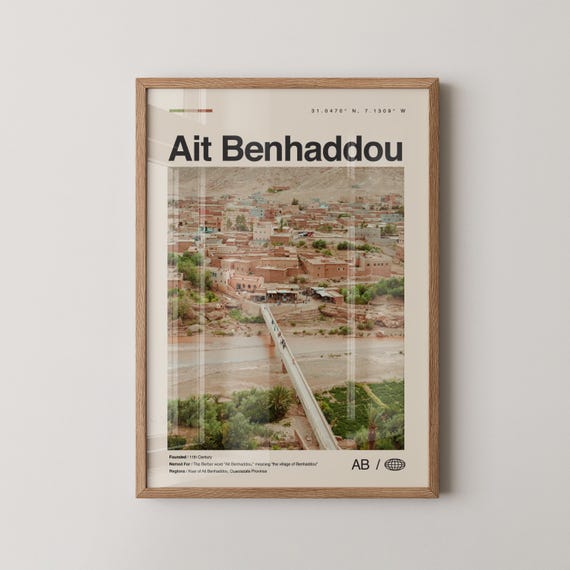 Ait Benhaddou Print Wall Art At Poster Photo Map Morocco