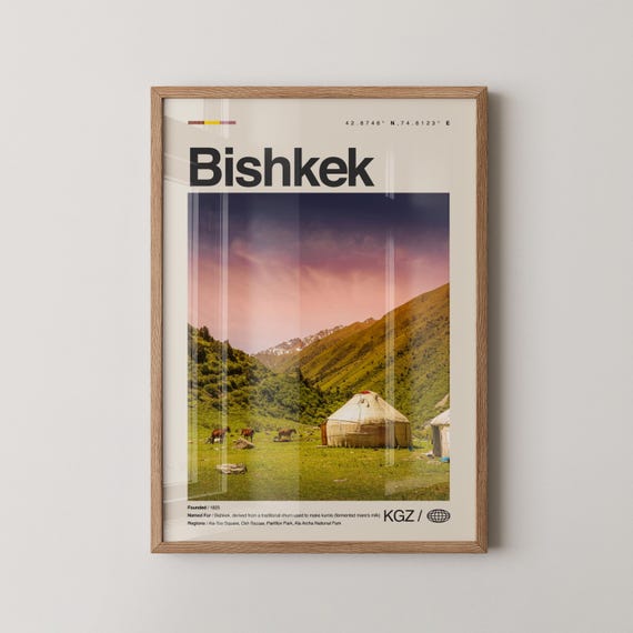Bishkek Print Kyrgyzstan Wall Art Poster Photo Alatoo Square Osh Bazaar Victory Monument Panfilov Park