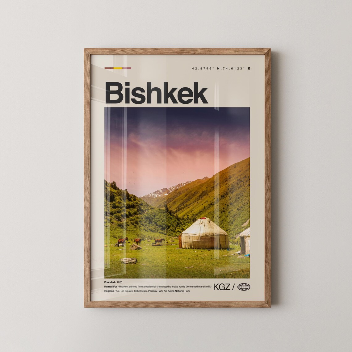 Bishkek Kyrgyzstan Yurt Mountain Meadow Travel Photography Poster