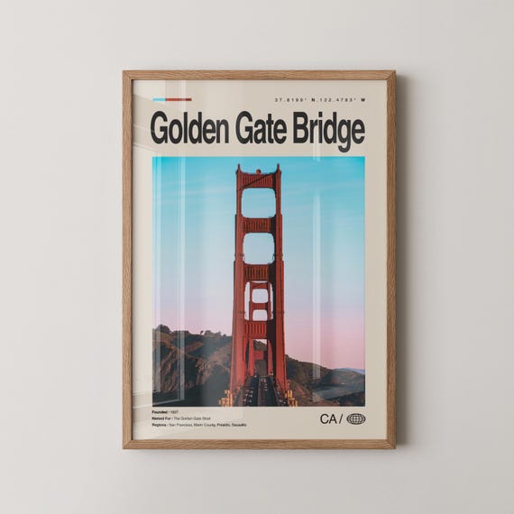 Golden Gate Bridge Print Wall Art Poster Photo Park