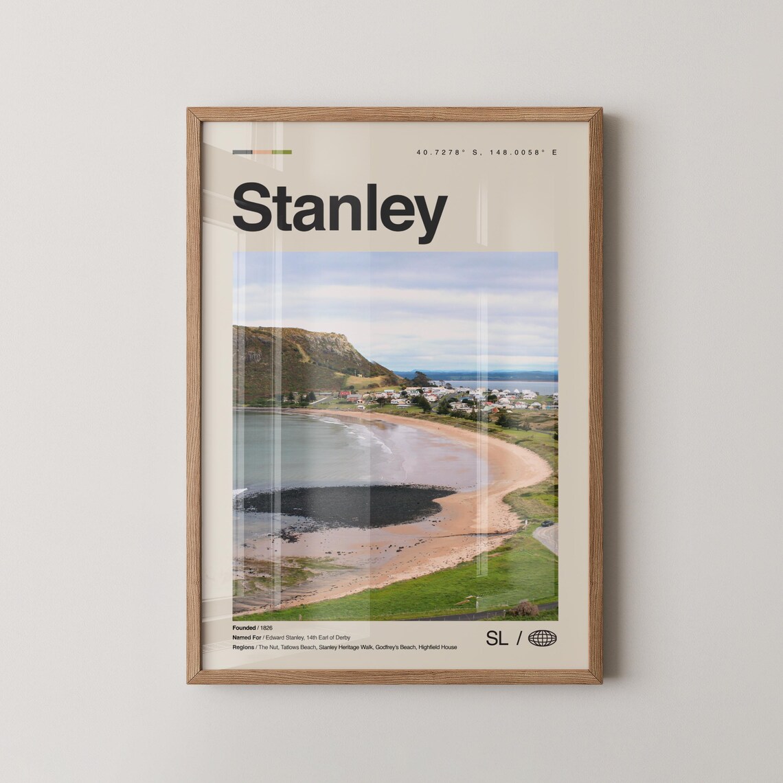 Stanley Tasmania Travel Poster Coastal Beach The Nut Landmark Photo