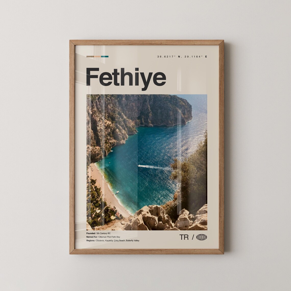 Fethiye Turkiye Turquoise Coast Butterfly Valley Travel Poster