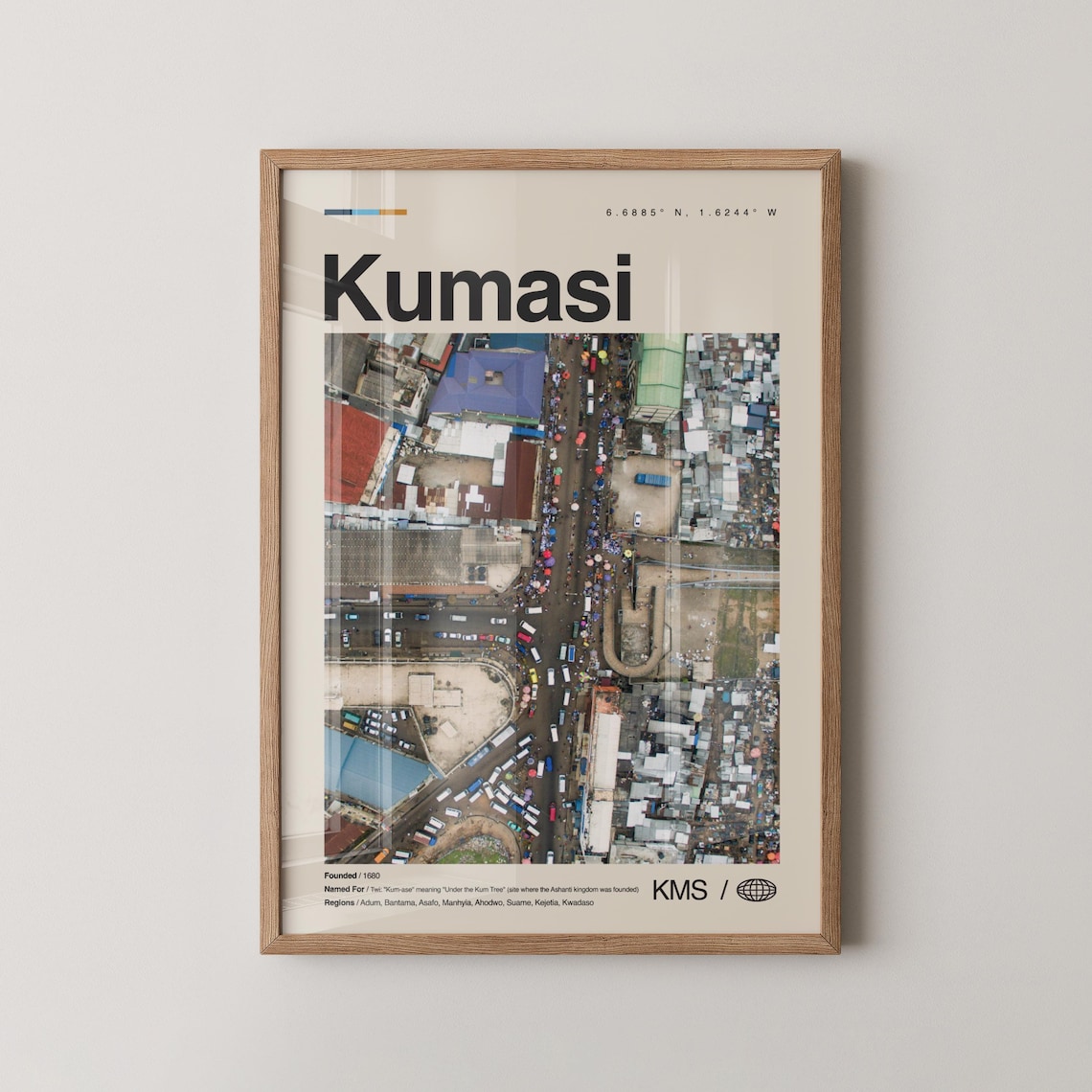 Kumasi Ghana Open Air Market Aerial Minimalist Photo Travel Poster