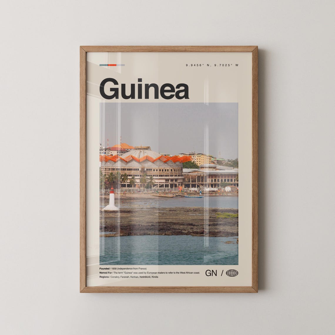 Guinea Conakry Coastline Building Vintage Travel Photo Poster