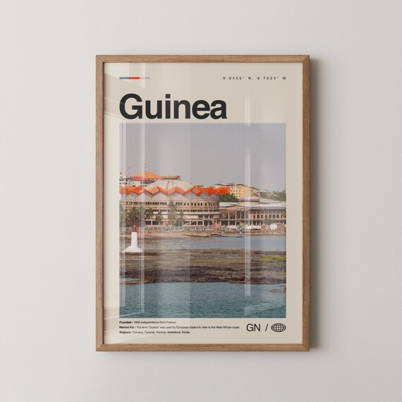 Guinea Conakry Coastline Building Vintage Travel Photo Poster