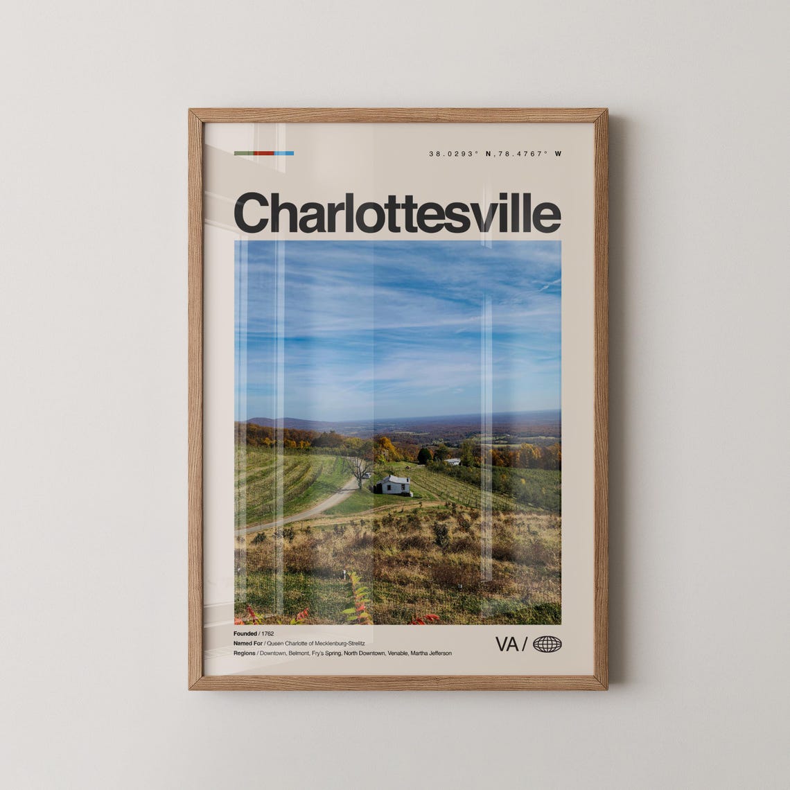 Charlottesville Virginia Real Photo Scenic Travel Poster Mid Century