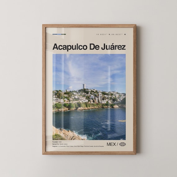 Acapulco De Juarez Bay Skyline Minimalist Mexico Travel Poster