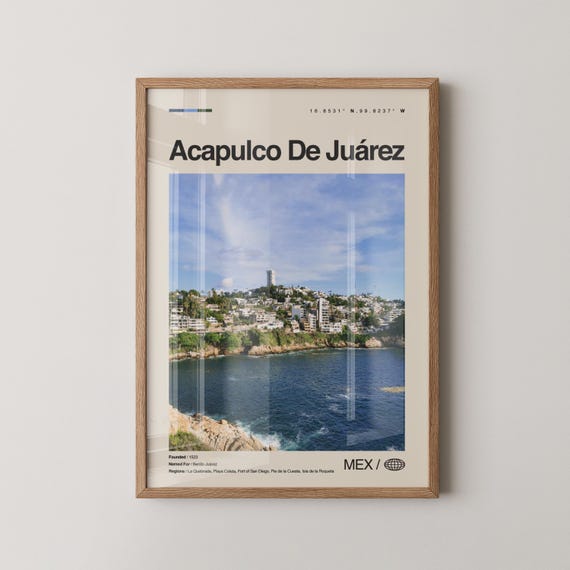 Acapulco De Jurez Print Mexico Wall Art Poster Photo La Quebrada Playa Condes