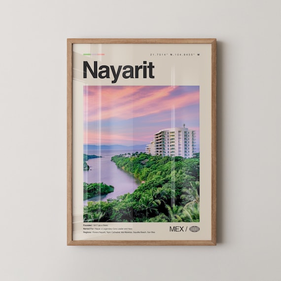 Nayarit Riviera Sunset Coastline Minimalist Mexico Travel Poster