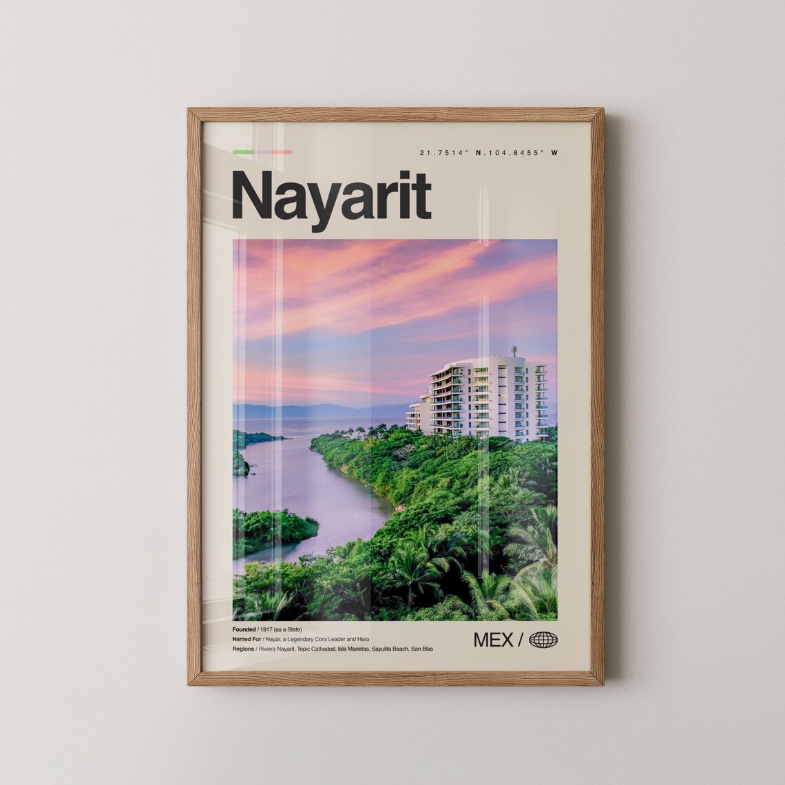 Nayarit Riviera Sunset Coastline Minimalist Mexico Travel Poster