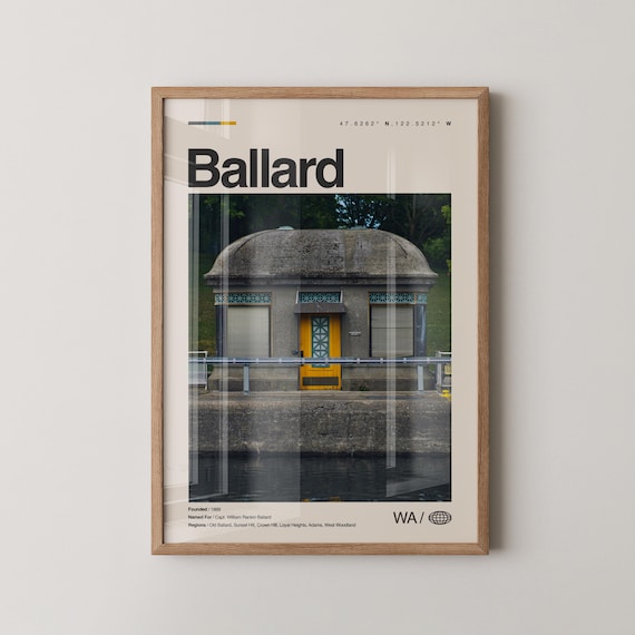 Ballard Print Wall Art Poster Photo Dcor Map Washington