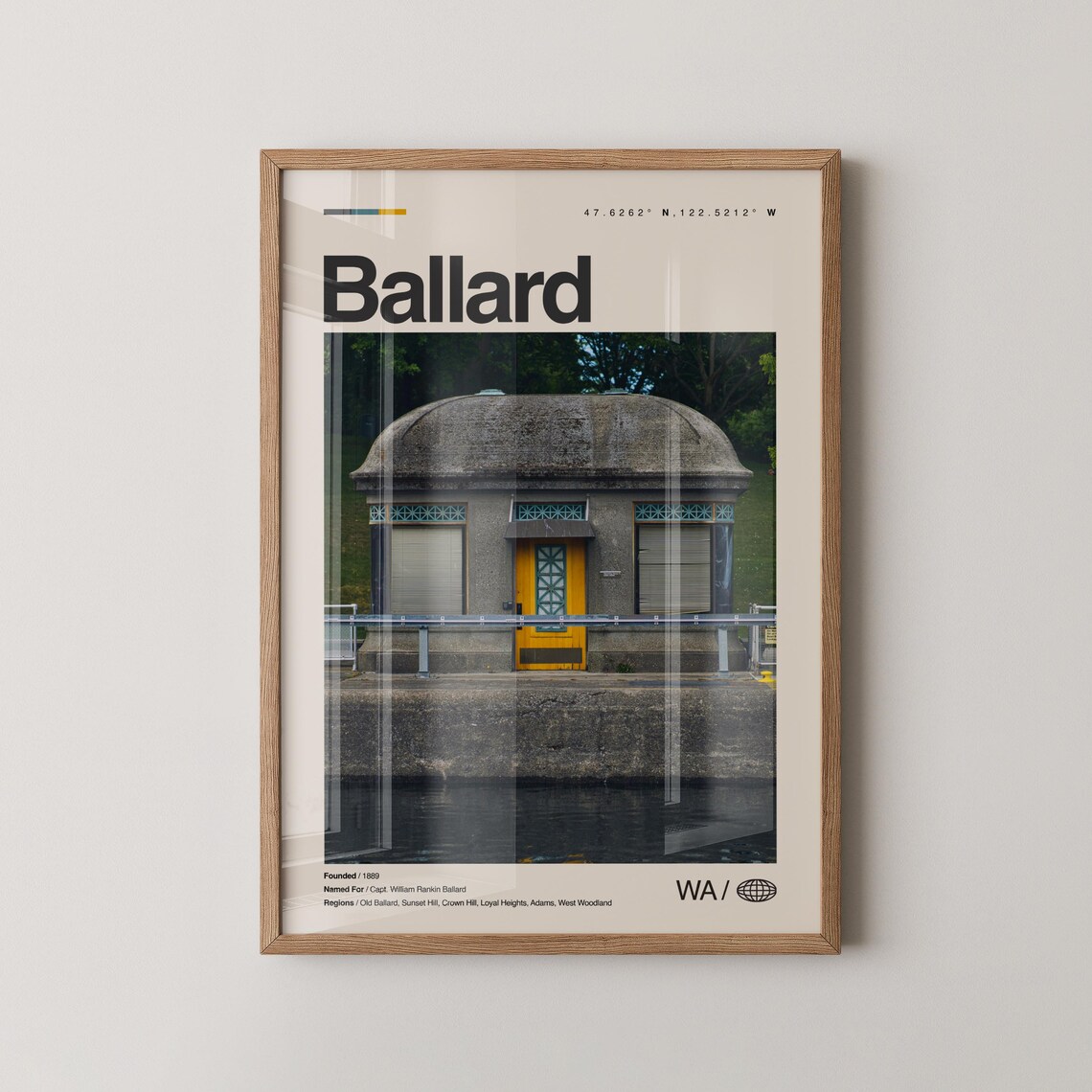 Ballard Print Wall Art Poster Photo Dcor Map Washington