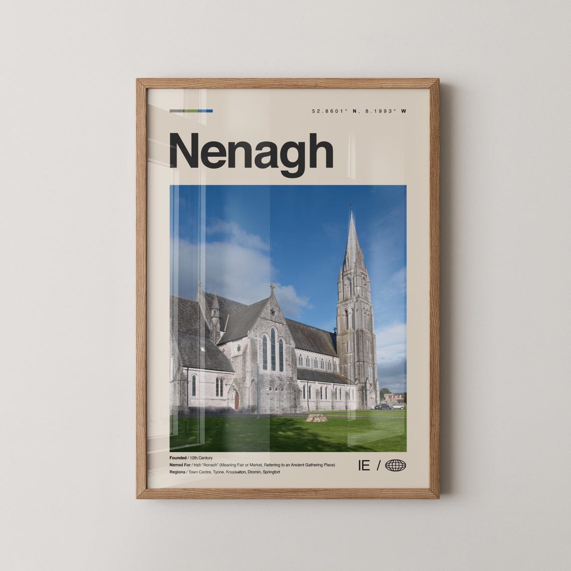 Nenagh Print Wall Art Poster Photo Dcor Map Ireland