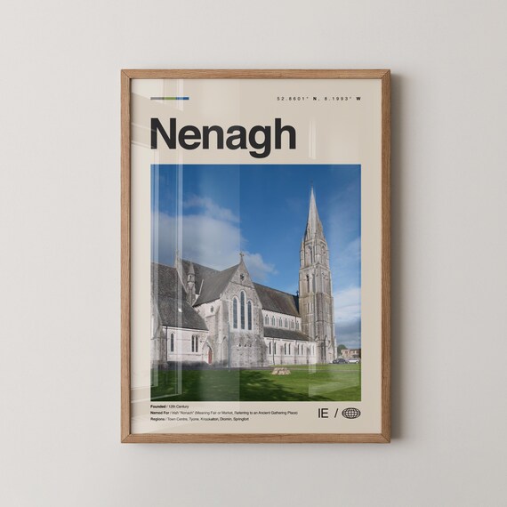 Nenagh Print Wall Art Poster Photo Dcor Map Ireland