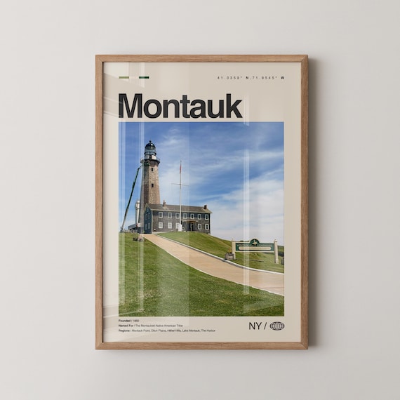 Montauk Point Lighthouse Long Island New York Travel Photo Poster