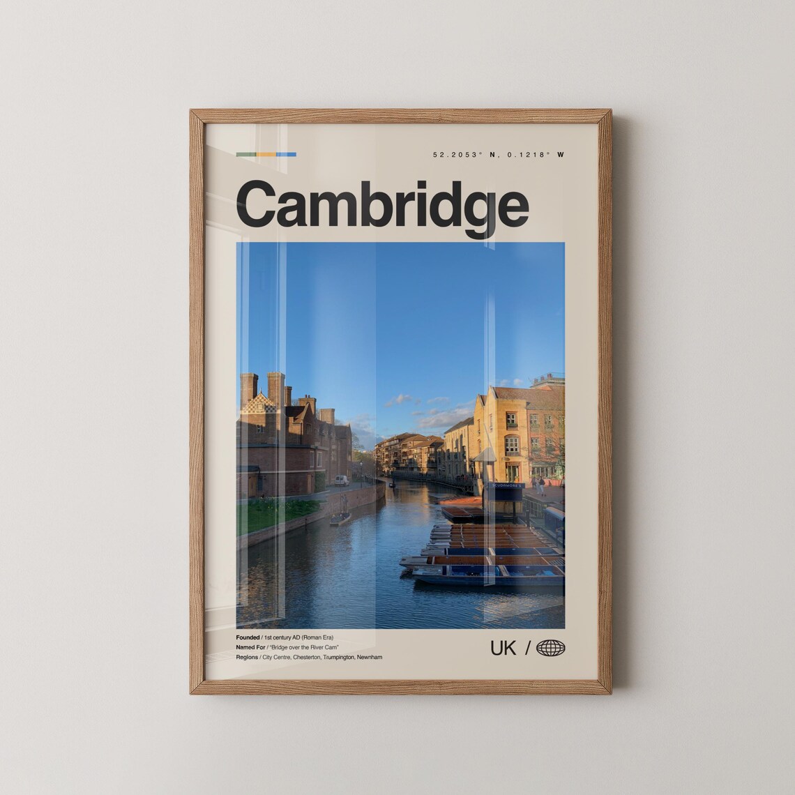 Cambridge England River Cam Punts Photo Minimalist Travel Poster