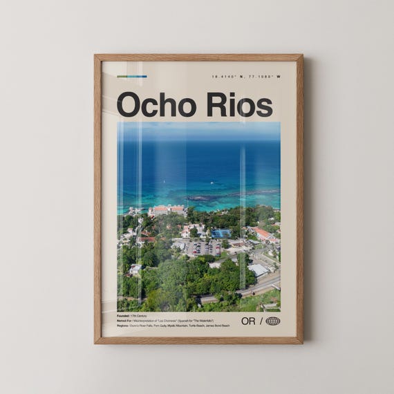Ocho Rios Print Wall Art Poster Photo Dcor Map Jamaica