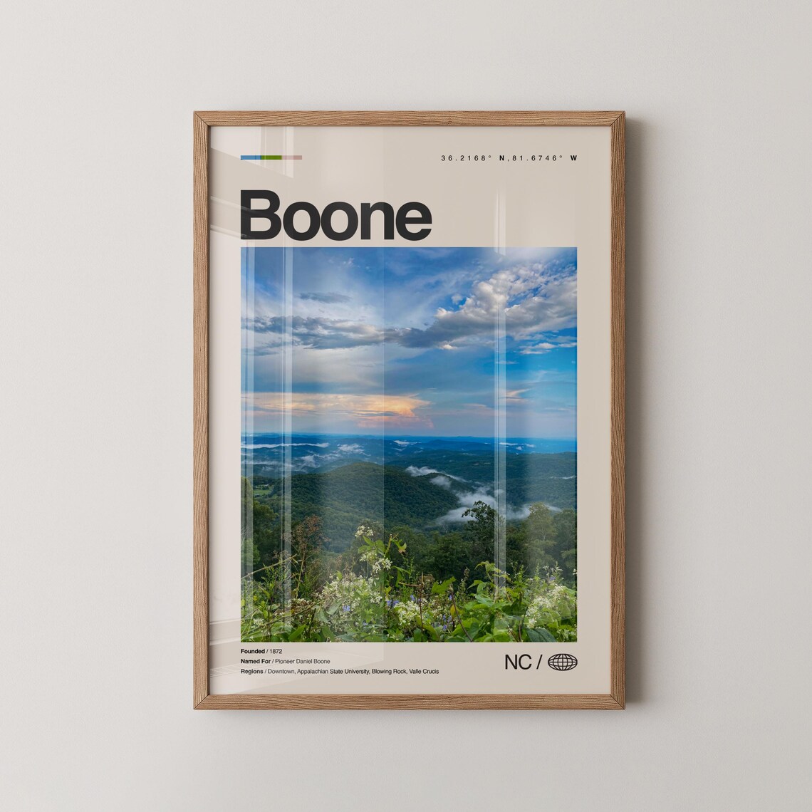 Boone North Carolina Mountain Sunset Real Photo Modern Travel Poster
