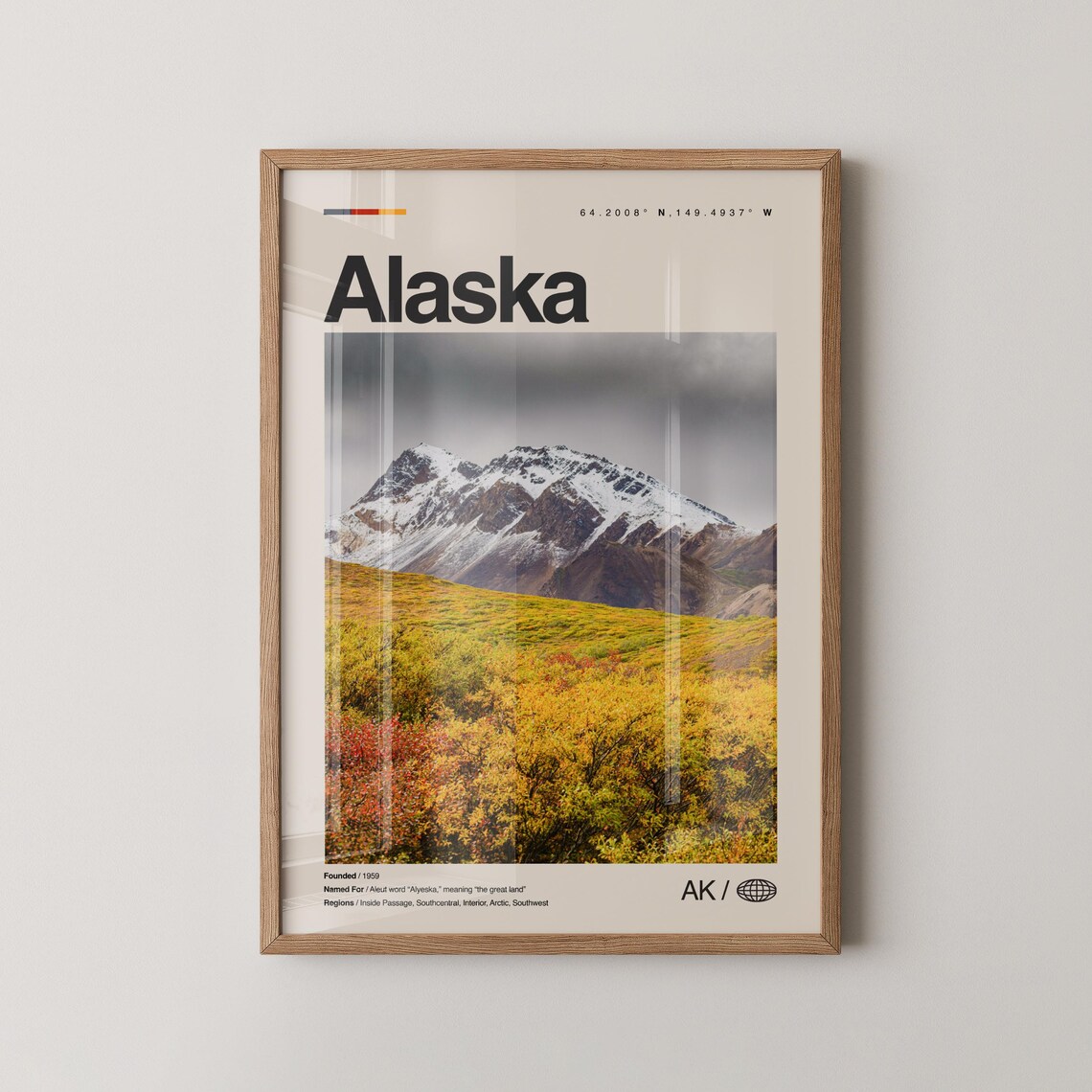 Alaska Snowcapped Mountain Autumn Tundra Photo Travel Poster