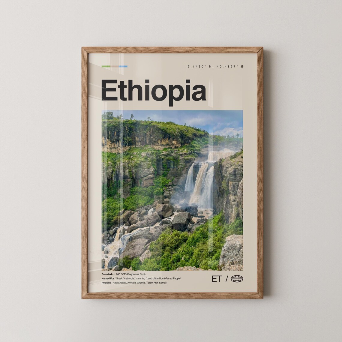 Ethiopia Africa Highland Waterfall Photo Natural Landscape Travel Poster