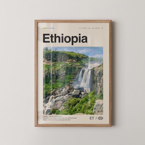Ethiopia Africa Highland Waterfall Photo Natural Landscape Travel Poster