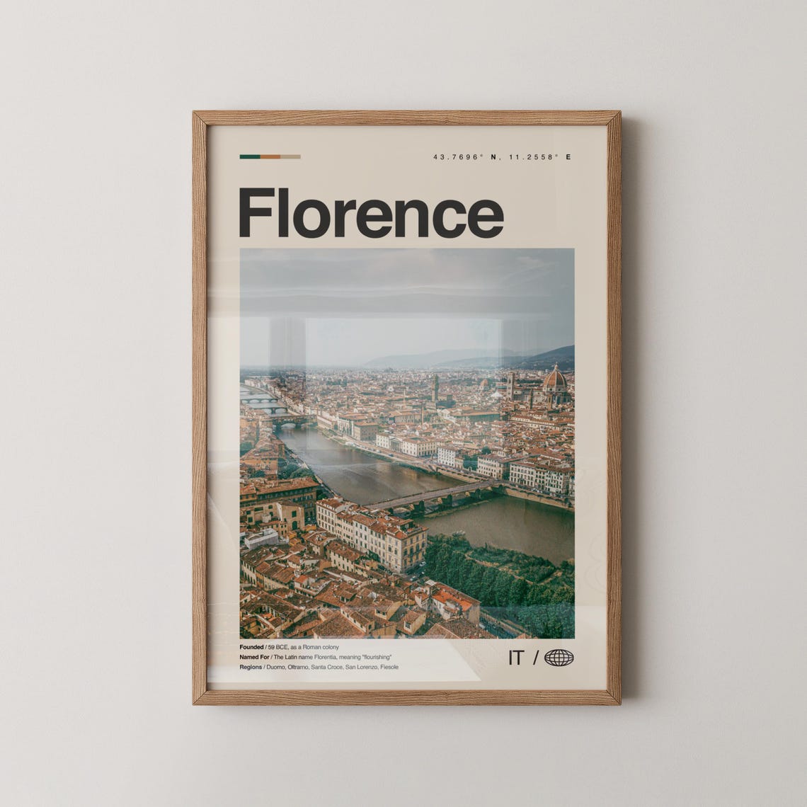 Florence Italy Aerial Arno River Cityscape Travel Photo Poster