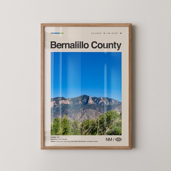 Bernalillo County New Mexico Minimalist Coordinates Travel Poster
