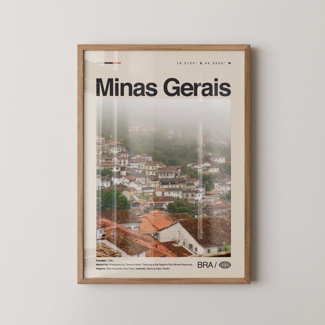 Minas Gerais Brazil Landscape Poster, Colonial Architecture
