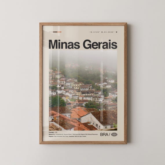 Minas Gerais Brazil Landscape Poster, Colonial Architecture