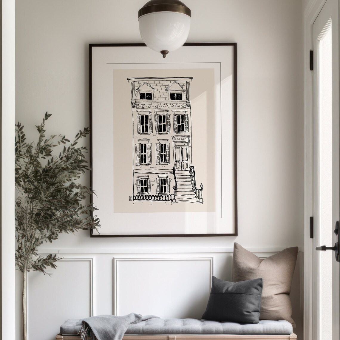 Brownstone New York Minimalist Wall Art Print