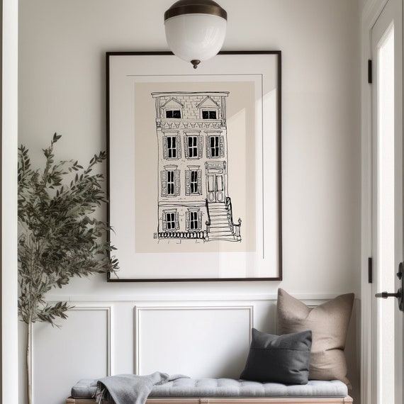 Brownstone New York Minimalist Wall Art Print