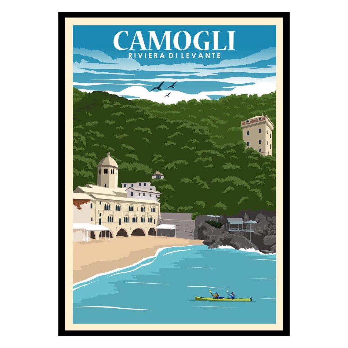 Camogli Riviera Di Levante Italy Seaside Village Travel Art Poster