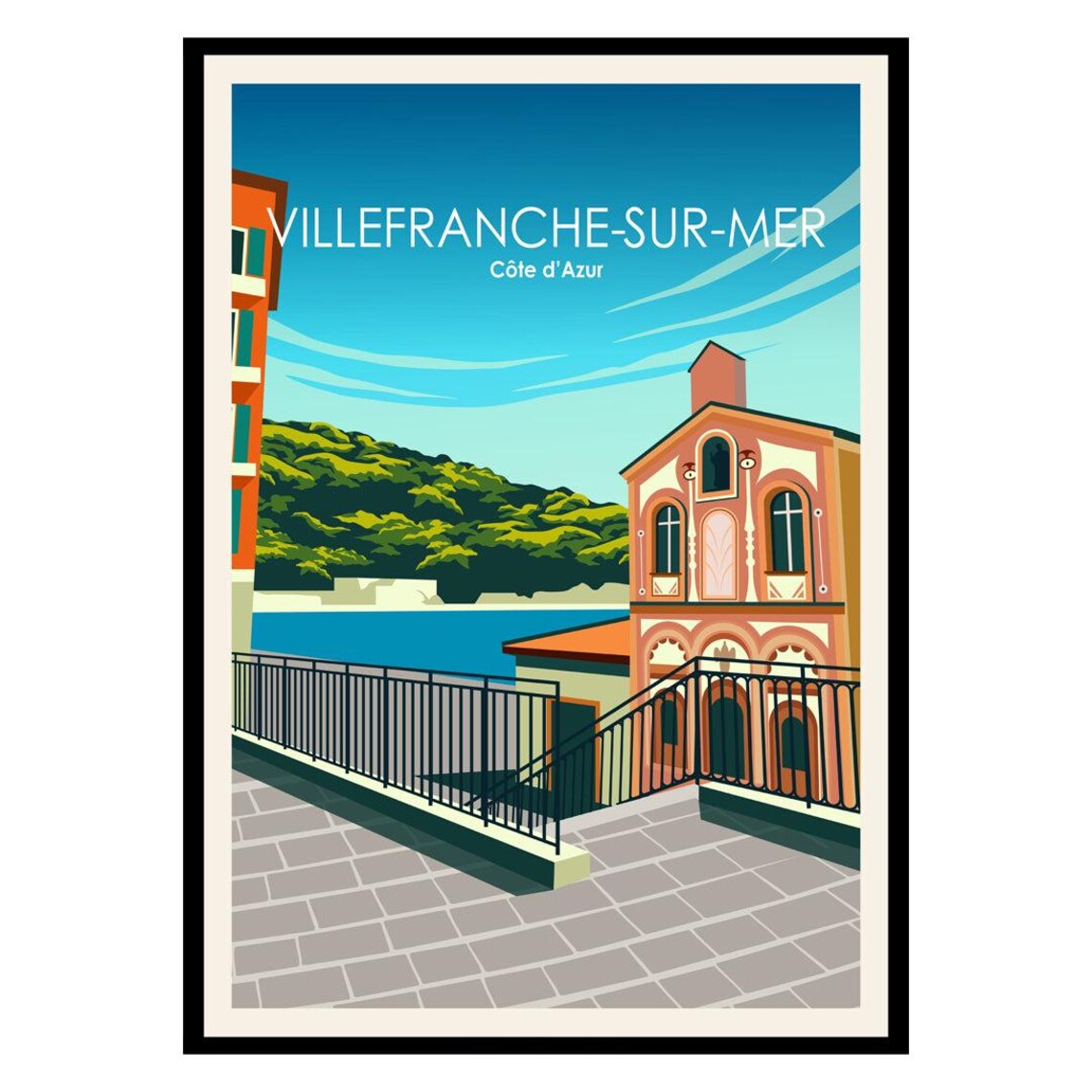 Villefranche-sur-Mer Cote dAzur French Riviera Seaside Town Poster