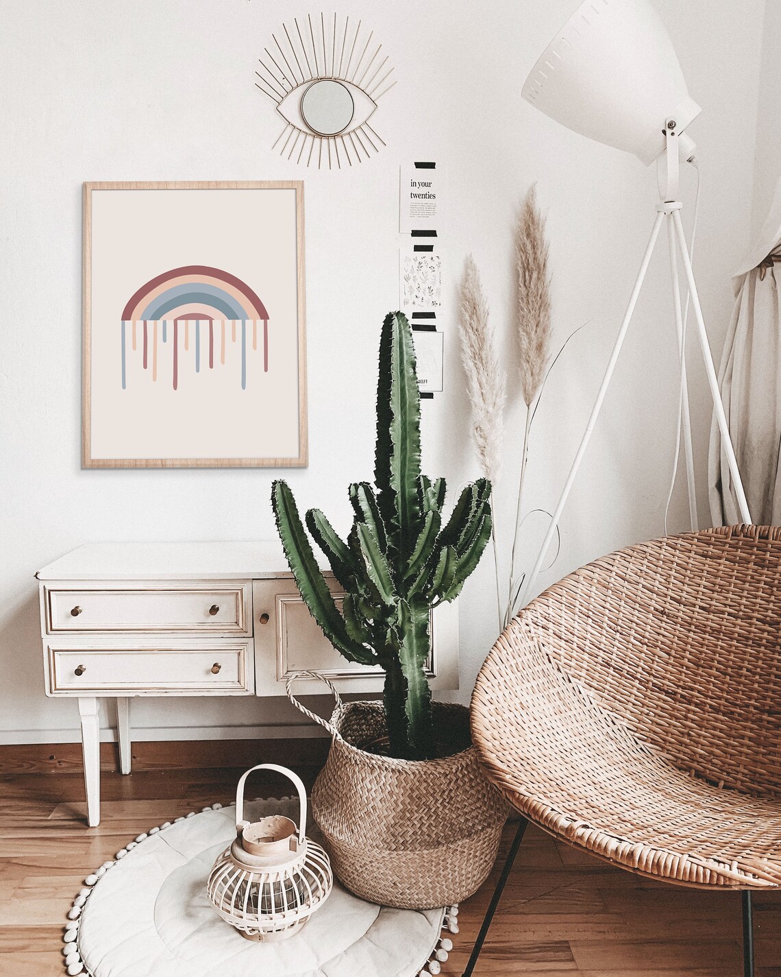 Rainbow Wall Art Soft Pastel Bohemian Nursery Decor Kids Room Poster Cute Modern Boho Print Home Art Instant - Image 2