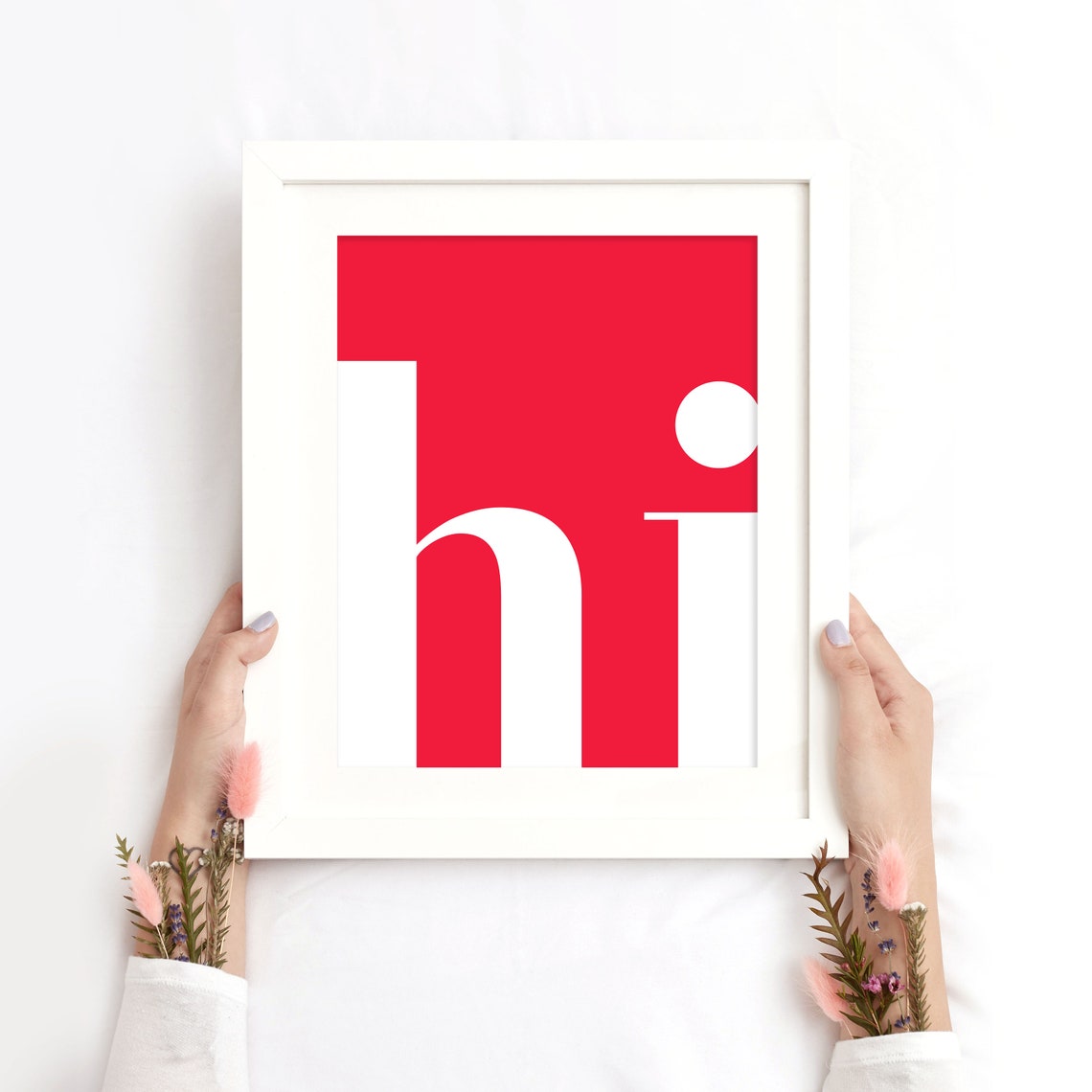 Hi Red and White Bold Typography Minimal Modern Fun Entryway Poster - Image 2