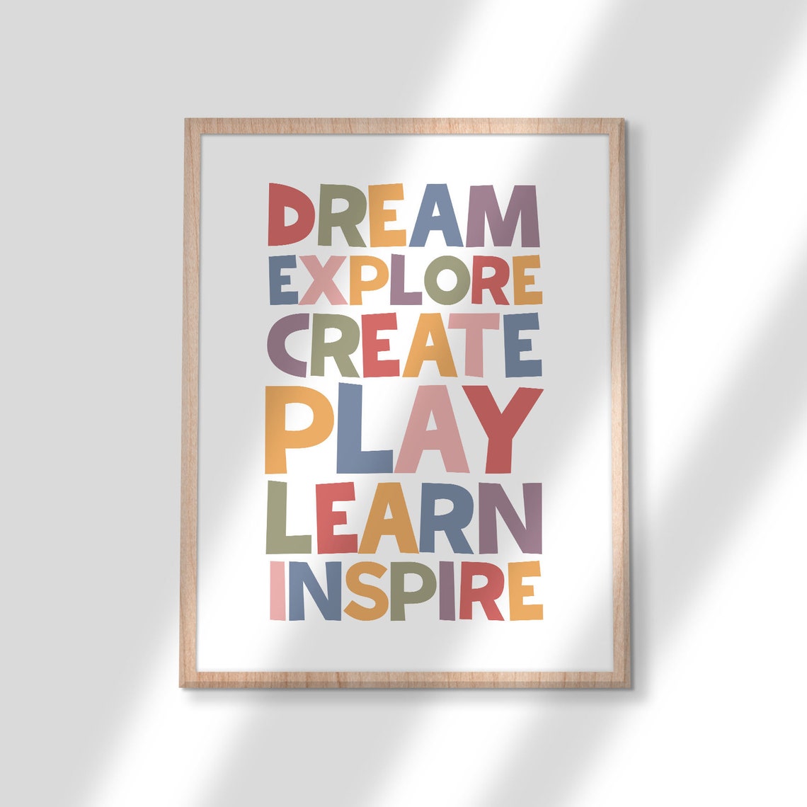 Dream Explore Create Play Learn Inspire Colorful Classroom Poster - Image 3