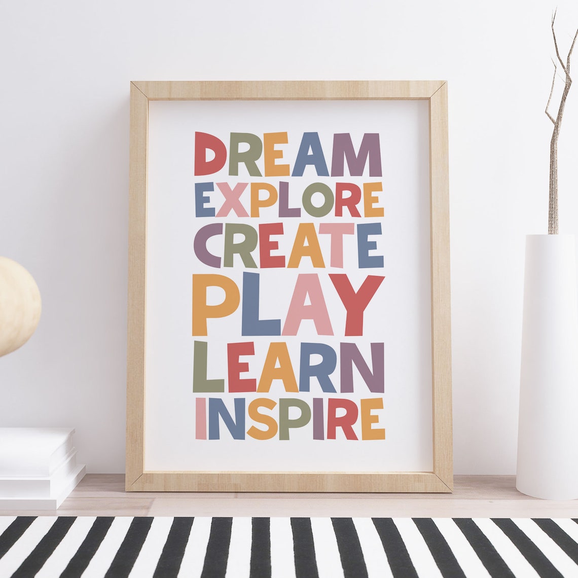 Dream Explore Create Play Learn Inspire Colorful Classroom Poster - Image 2