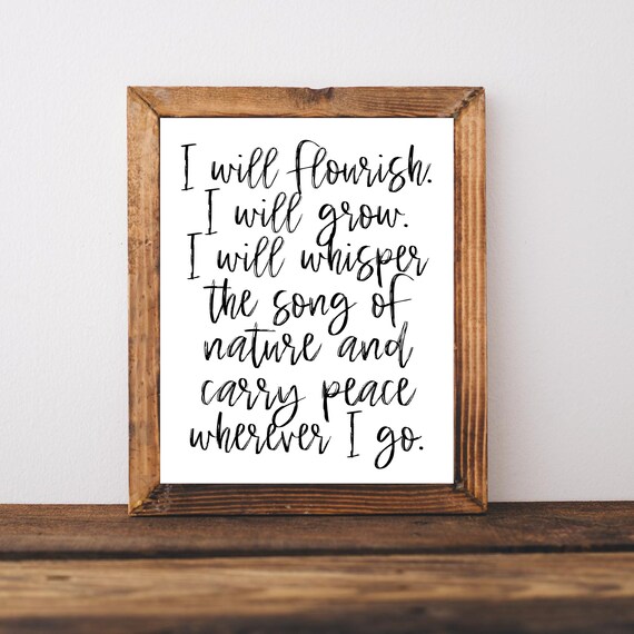 I Will Flourish I Will Grow Nature Peace Affirmation Counselor Poster