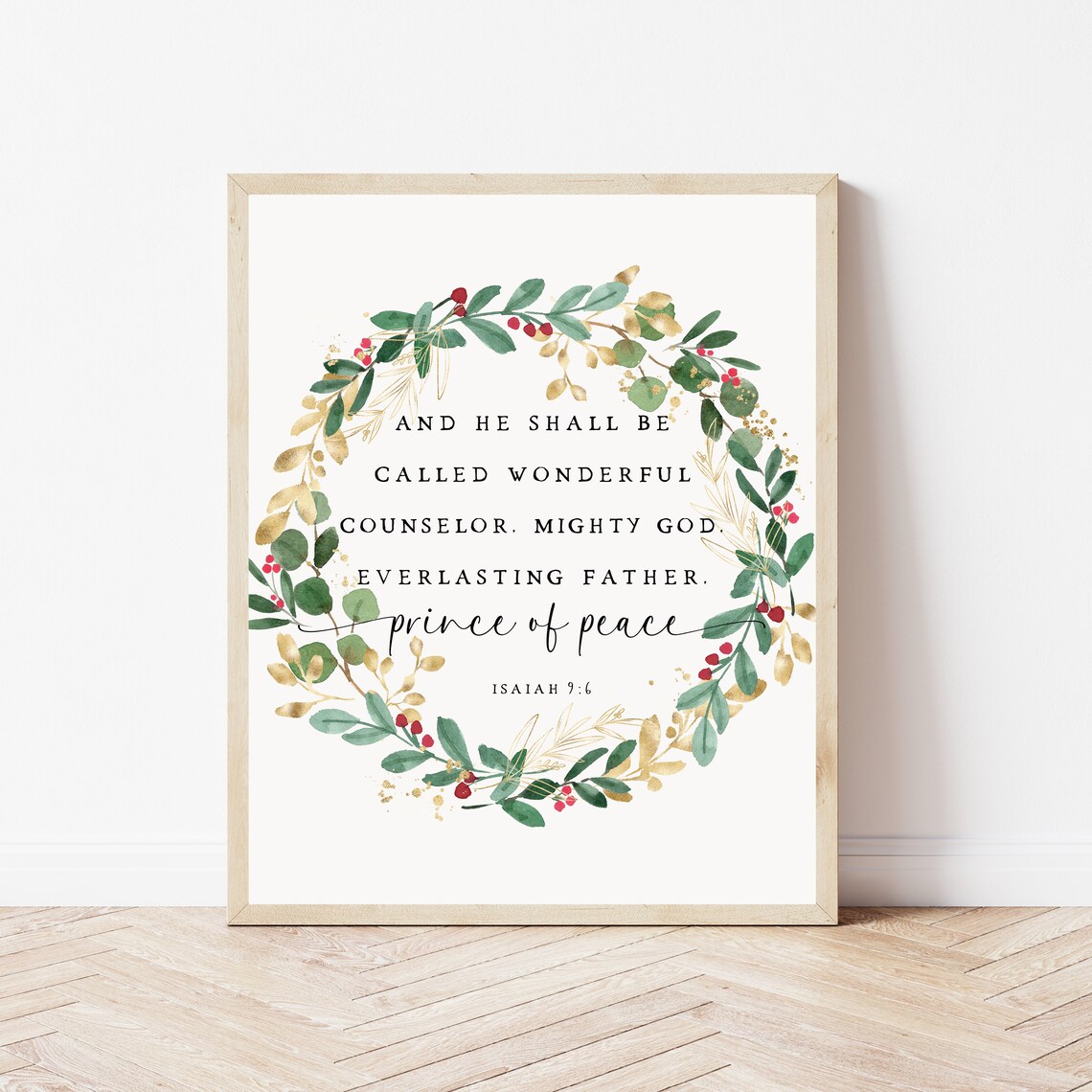 Isaiah 96 Farmhouse Christmas Scripture Art Print