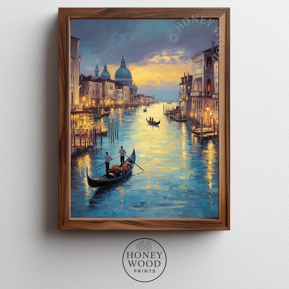 Venice Grand Canal Twilight Gondolas Basilica Dome Italy Poster