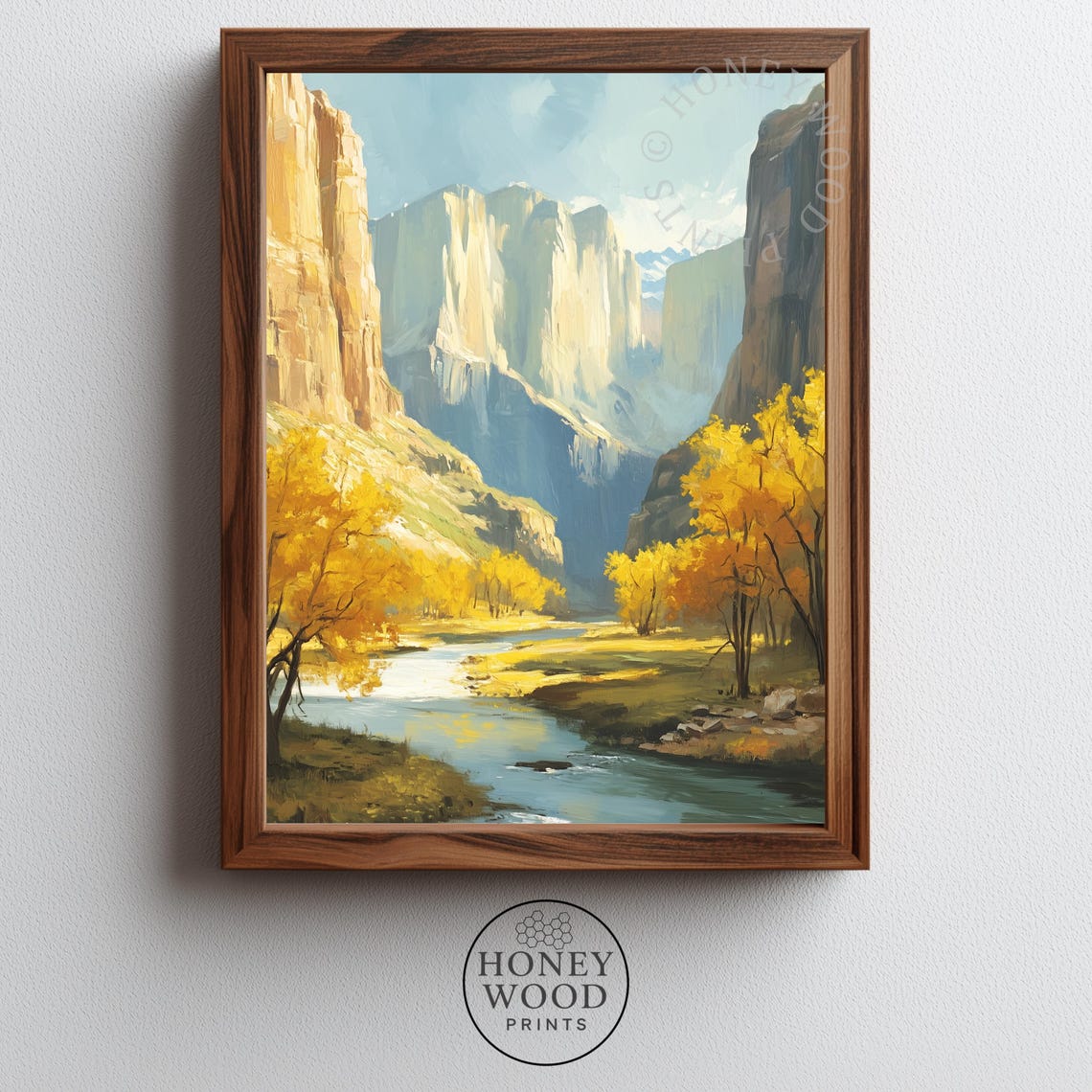 Zion Canyon Autumn Cliffs River Classical Landscape Painting Print