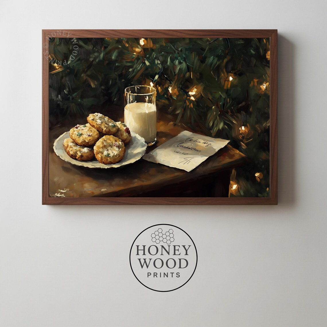 Cookies and Milk for Santa Rustic Christmas Eve Holiday Still Life Poster