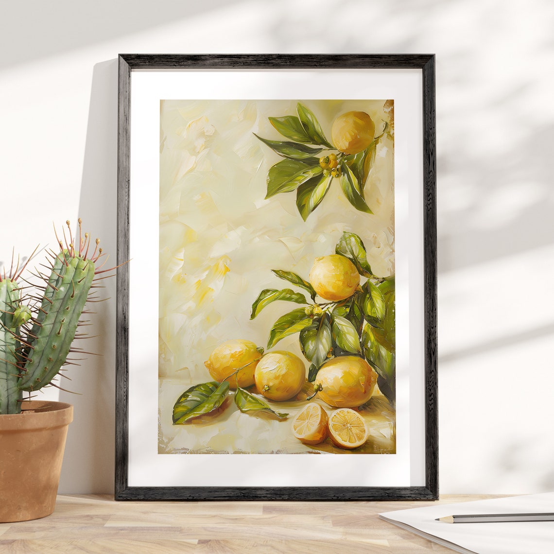 Yellow Lemon Oil Painting Vintage Citrus Botanical Kitchen Poster - Image 2