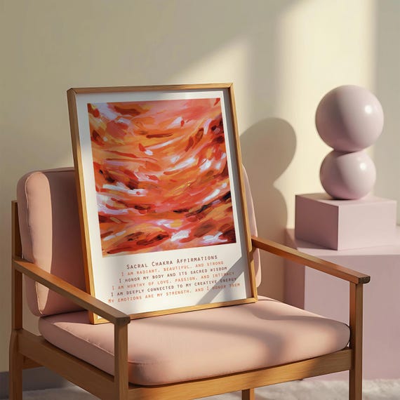 Sacral Chakra Affirmations Fiery Orange Abstract Spiritual Art Poster