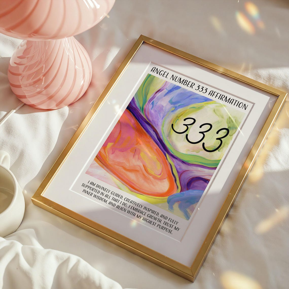 Angel Number 333 Affirmation Colorful Abstract Spiritual Poster