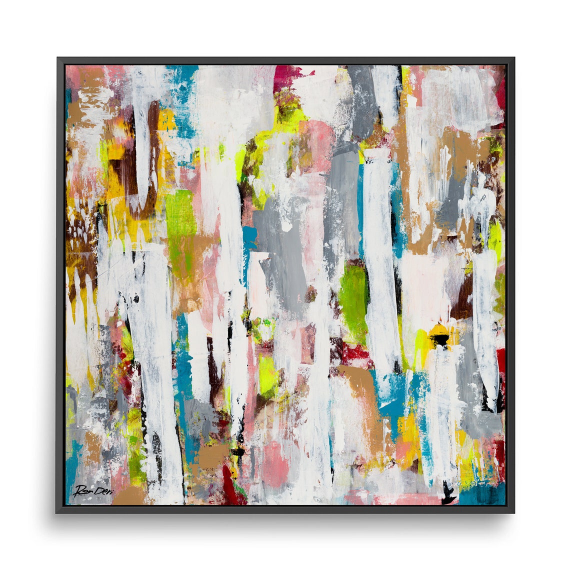 Composition N01 White Drippy Brushstroke Calm Abstract Poster