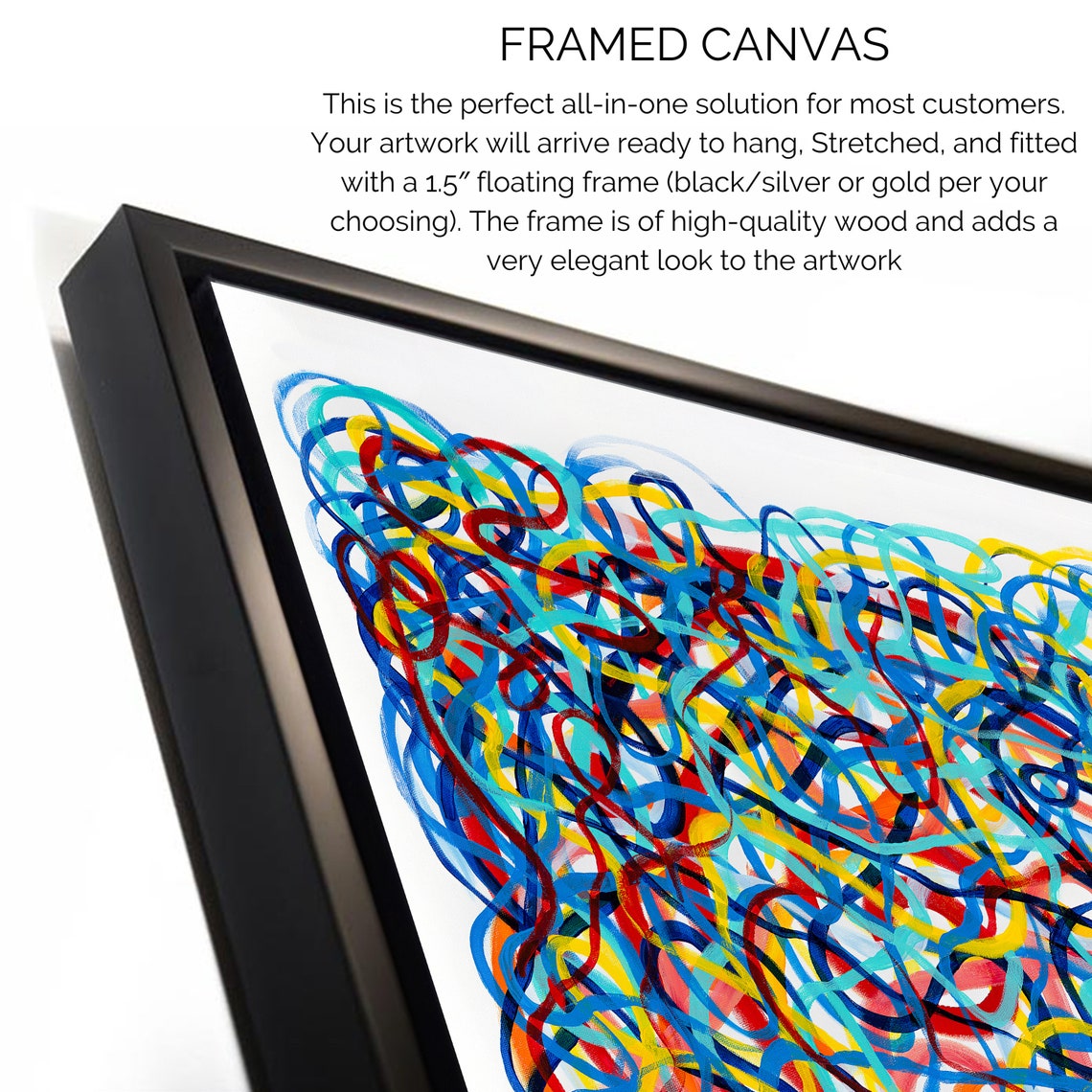 Tangled Colorful Looping Lines Lively Scribble Abstract Art Poster